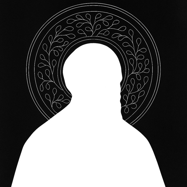 Haloed Figure in Black and White