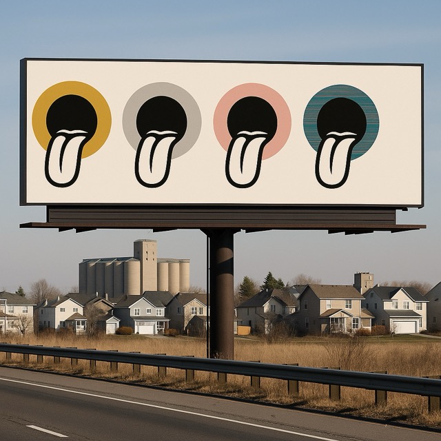 Pop Art Billboard on Suburban Highway